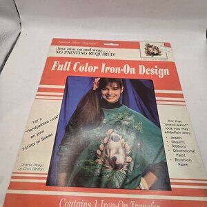 Cat In Garden Iron On Transfer 8 x 10 Vintage 1990 Siamese Cat Floral Design